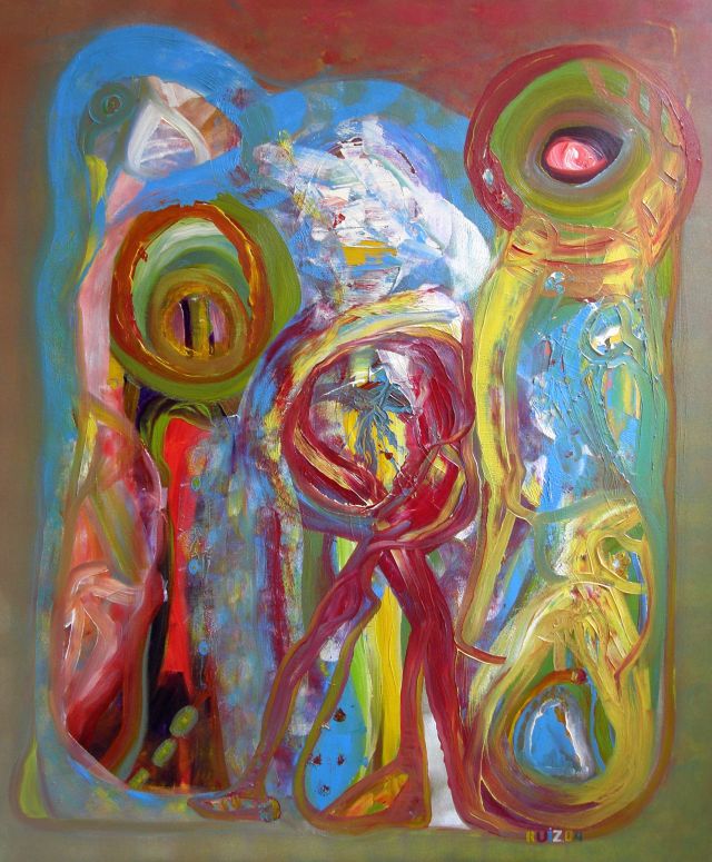 A cat's farewell, oil on canvas, 100 × 120 cm, by Emilio Ruiz