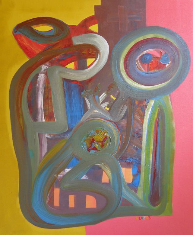 Alone, looking at my country, oil on canvas, 100 × 120 cm, by Emilio Ruiz