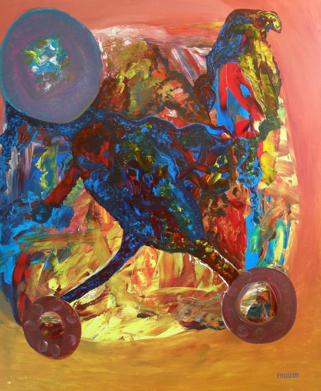 The atomic condor, oil on canvas, 100 × 120 cm, by Emilio Ruiz