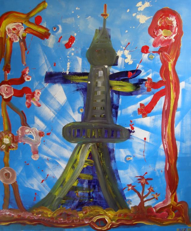 Paris, the Eiffel Tower and its charms, oil on canvas, 100 × 120 cm, by Emilio Ruiz