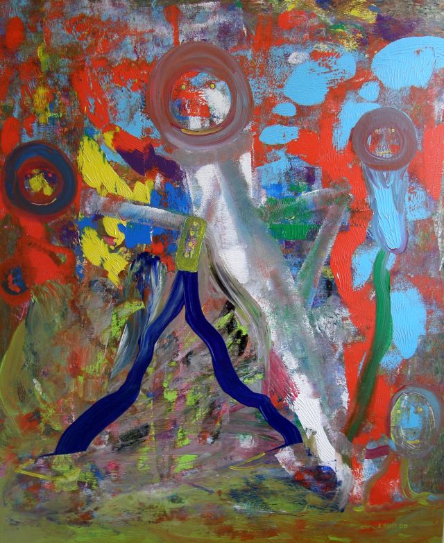 The painter in a coma, oil on canvas, 100 × 120 cm, by Emilio Ruiz