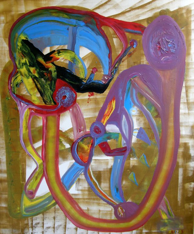 Searching for a friend, oil on canvas, 100 × 120 cm, by Emilio Ruiz