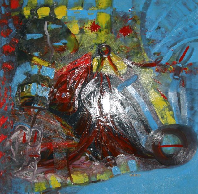 The cosmic universe of a woman, oil on canvas, 140 × 140 cm, by Emilio Ruiz