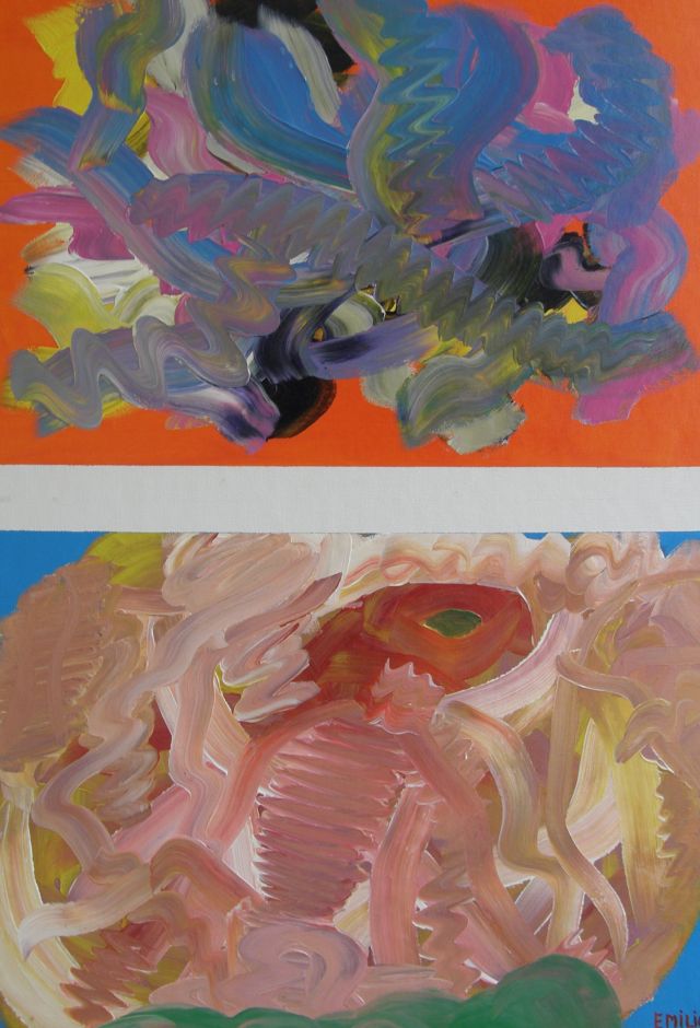 Flying in the cosmos, oil on canvas, 50 × 70 cm, by Emilio Ruiz