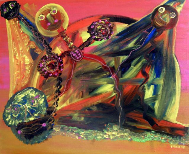 Dancing, oil on canvas, 60 × 50 cm, by Emilio Ruiz