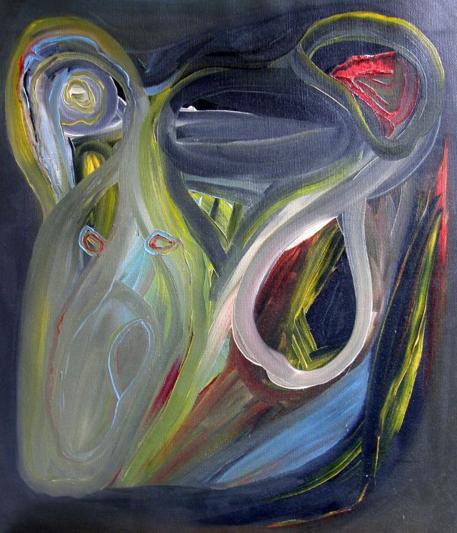 Two faces, oil on canvas, 60 × 70 cm, by Emilio Ruiz