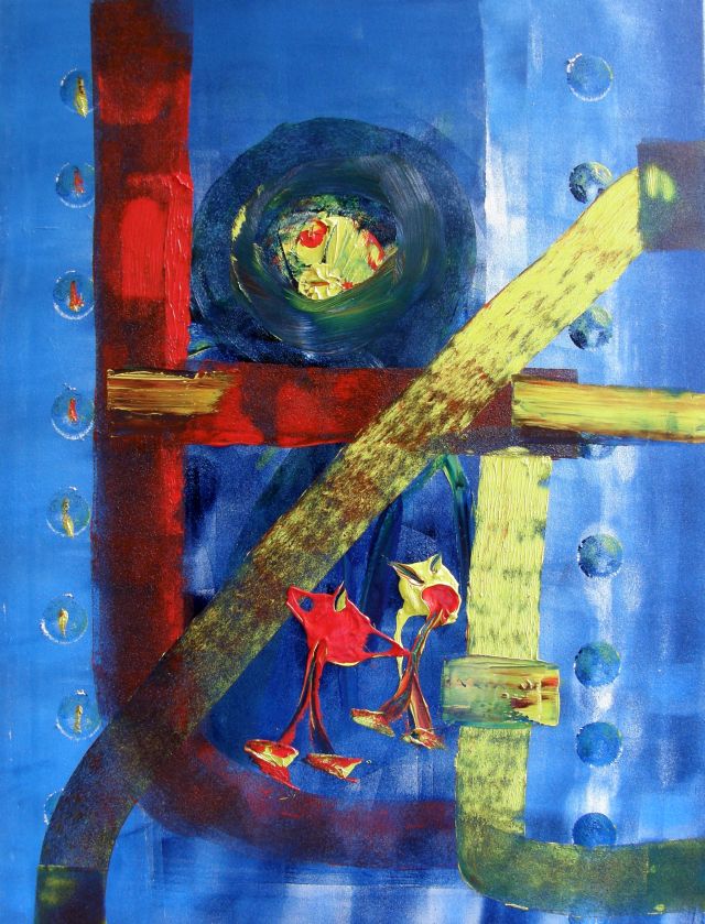 Sun with eyes, oil on canvas, 60 × 80 cm, by Emilio Ruiz