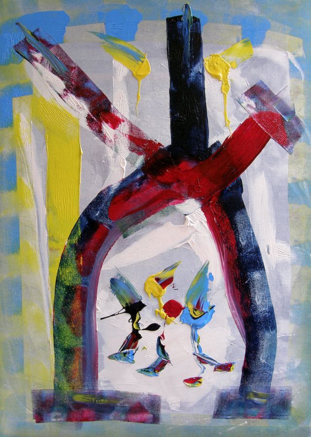 Three children, oil on canvas, 60 × 80 cm, by Emilio Ruiz