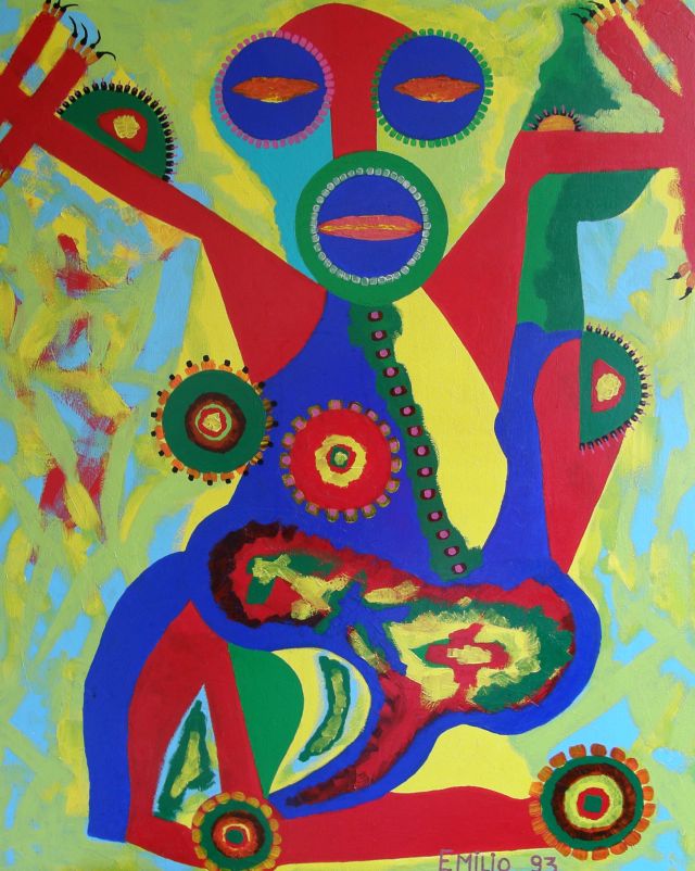 La guerra, óleo sobre lienzo, 60 × 80 cm, de Emilio Ruiz
